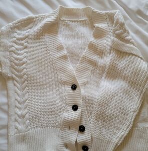 White Oversized Cable Knit Cardigan